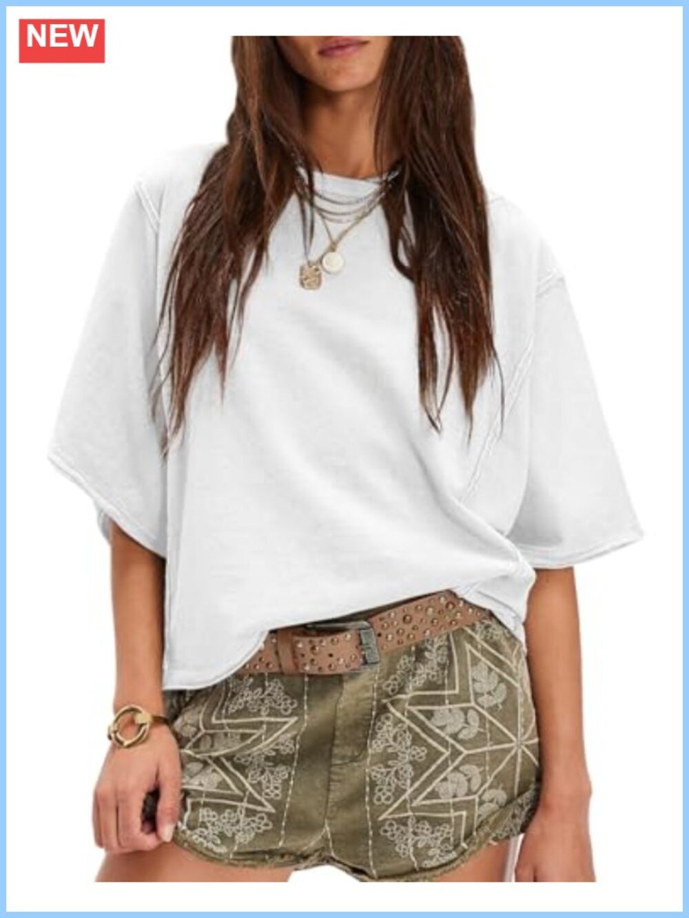 Oversized Cotton T Shirt Batwing Sleeve Casual Summer Top